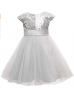 Silver Sequin Tulle Flower Girl Dress